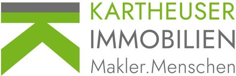 Logo von KARTHEUSER IMMOBILIEN mit grüner Grafik und dem Text "Makler.Menschen".