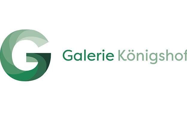 Logo der Galerie Königshof: stilisierter Buchstabe G in Grüntönen, gefolgt von der Schrift „Galerie Königshof“.