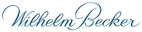 Schriftzug „Wilhelm Becker“ in eleganter, blauer Schreibschrift auf weißem Hintergrund.