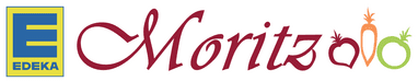 Logo von EDEKA Moritz mit der blauen EDEKA-Box und stilisierten Obst- und Gemüse-Symbolen.