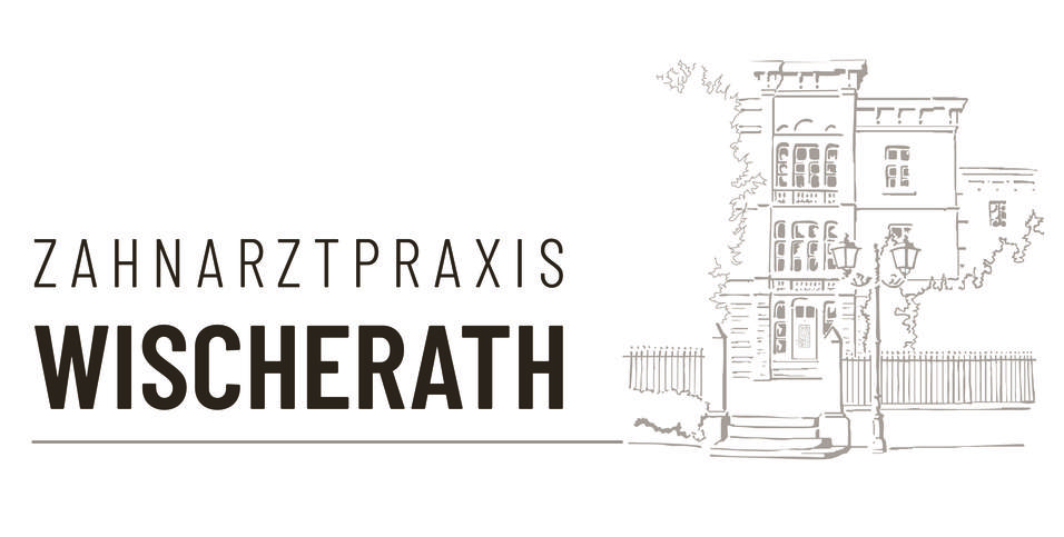 Logo der Zahnarztpraxis Wischerath mit stilisierter Darstellung des Praxisgebäudes und Schriftzug.