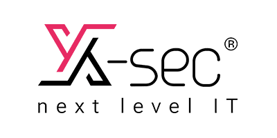 Logo von A-sec, mit einem stilisierten Schriftzug und den Worten „next level“ in Schwarz und Pink.