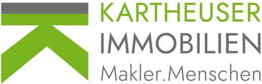 Logo von KARTHEUSER IMMOBILIEN mit grüner Grafik und dem Text "Makler.Menschen".