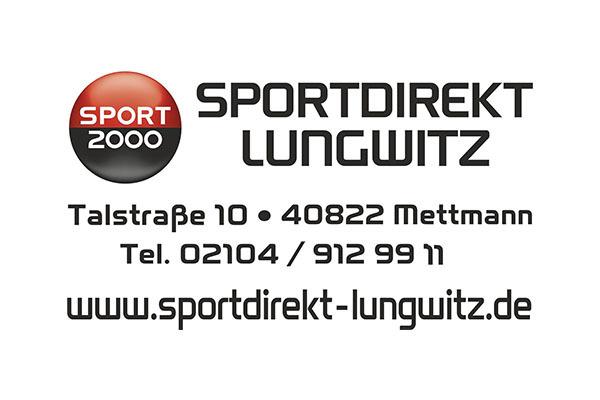 Logo von Sportdirekt Lungwitz mit Kontaktdaten und Webadresse auf einem weißen Hintergrund.