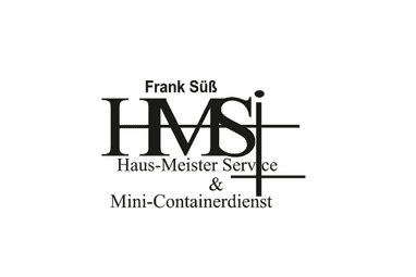 Logo von Frank Süß, Haus-Meister Service und Mini-Containerdienst, mit stilisierten Buchstaben HMS und grafischen Elementen.