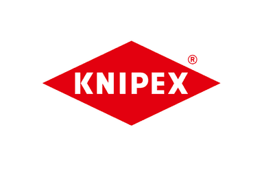 Logo der Marke KNIPEX, rot mit weißer Schrift in einem roten Raute-Design.